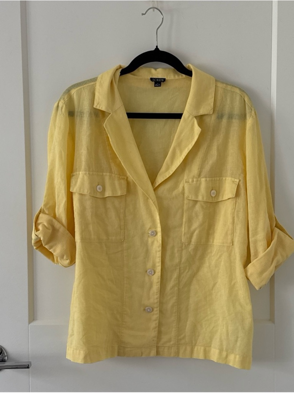 J. Crew Yellow Button-Front Linen Shirt